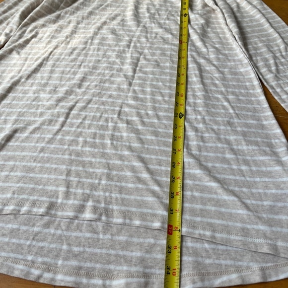 Ann Klein Funnel Neck Beige Striped Stretch Knit Sweater Dress Pullover, Size M - Picture 5 of 8